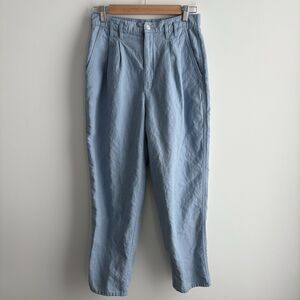 Vintage Linen Blend Pants Womens 10 Dockers Baby Blue Trousers 28x29 90s Retro